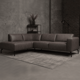 Hoekbank Barin antraciet robuust eco-leer links