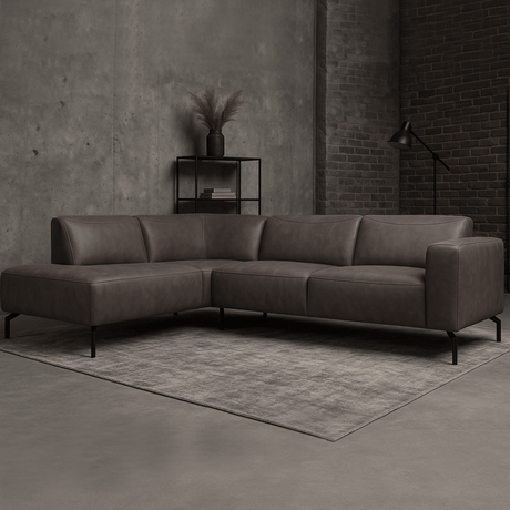 Hoekbank Barin taupe robuust eco leder - links