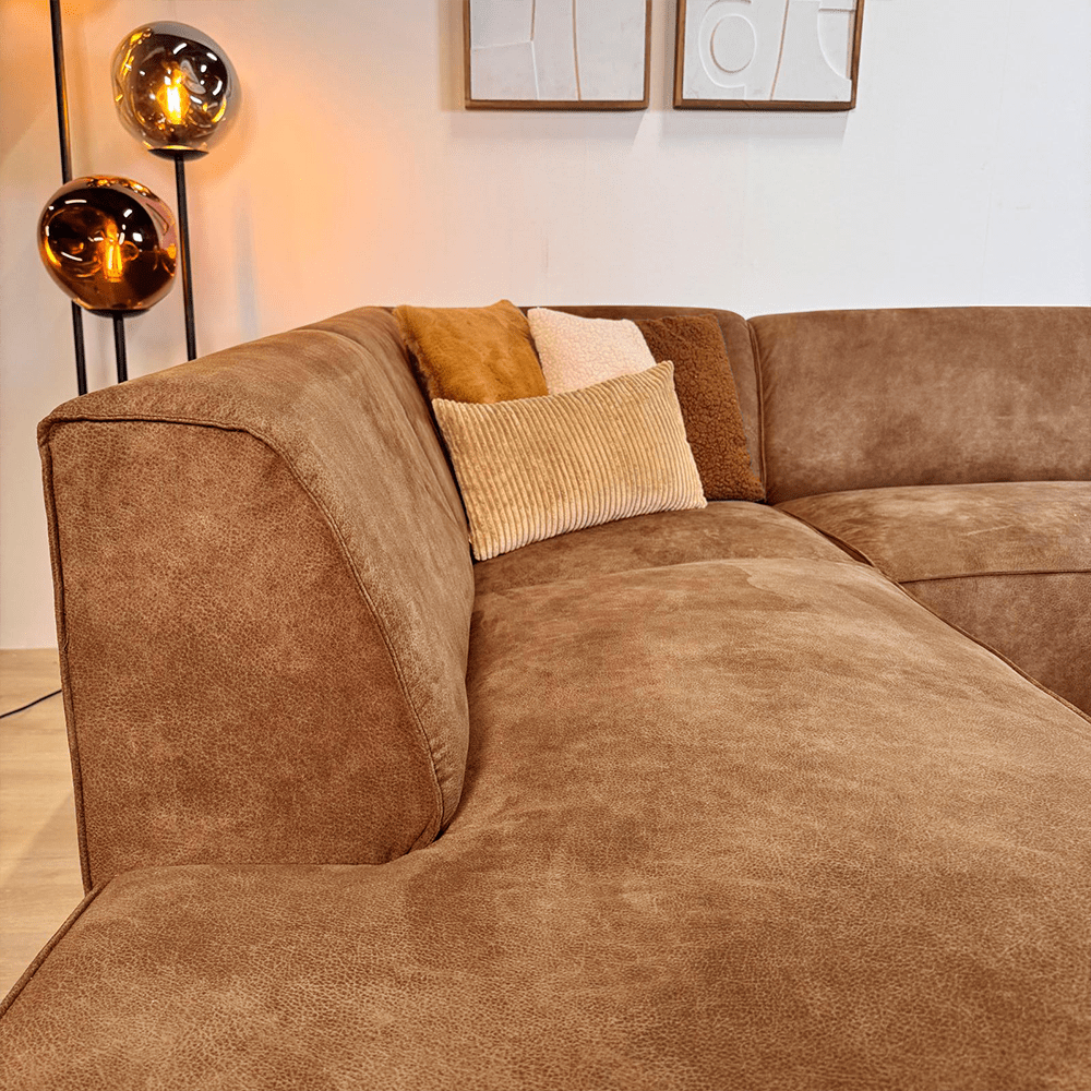 Industriël hoekbank Brisbane eco-leer cognac - links