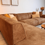 Industriël hoekbank Brisbane eco-leer cognac - links
