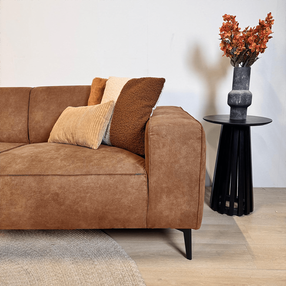 Industriël hoekbank Brisbane eco-leer cognac - links
