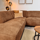 Industriël hoekbank Brisbane eco-leer cognac - links