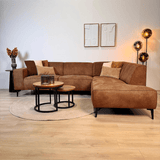 Canapé d'angle industriel Brisbane en cuir écologique cognac - à droite 