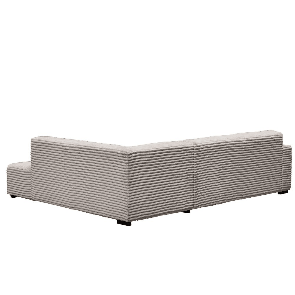 Canapé d’angle Gavi en tissu côtelé ultra doux beige – méridienne à droite