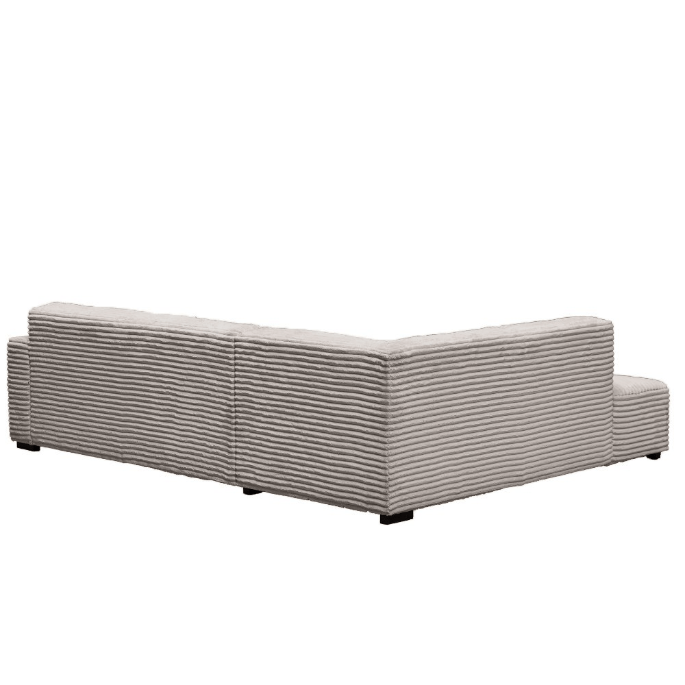 Canapé d’angle Gavi en tissu côtelé ultra doux beige – méridienne à gauche