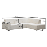 Canapé d’angle Gavi en tissu côtelé ultra doux beige – méridienne à droite