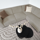 Canapé d’angle Gavi en tissu côtelé ultra doux beige – méridienne à droite