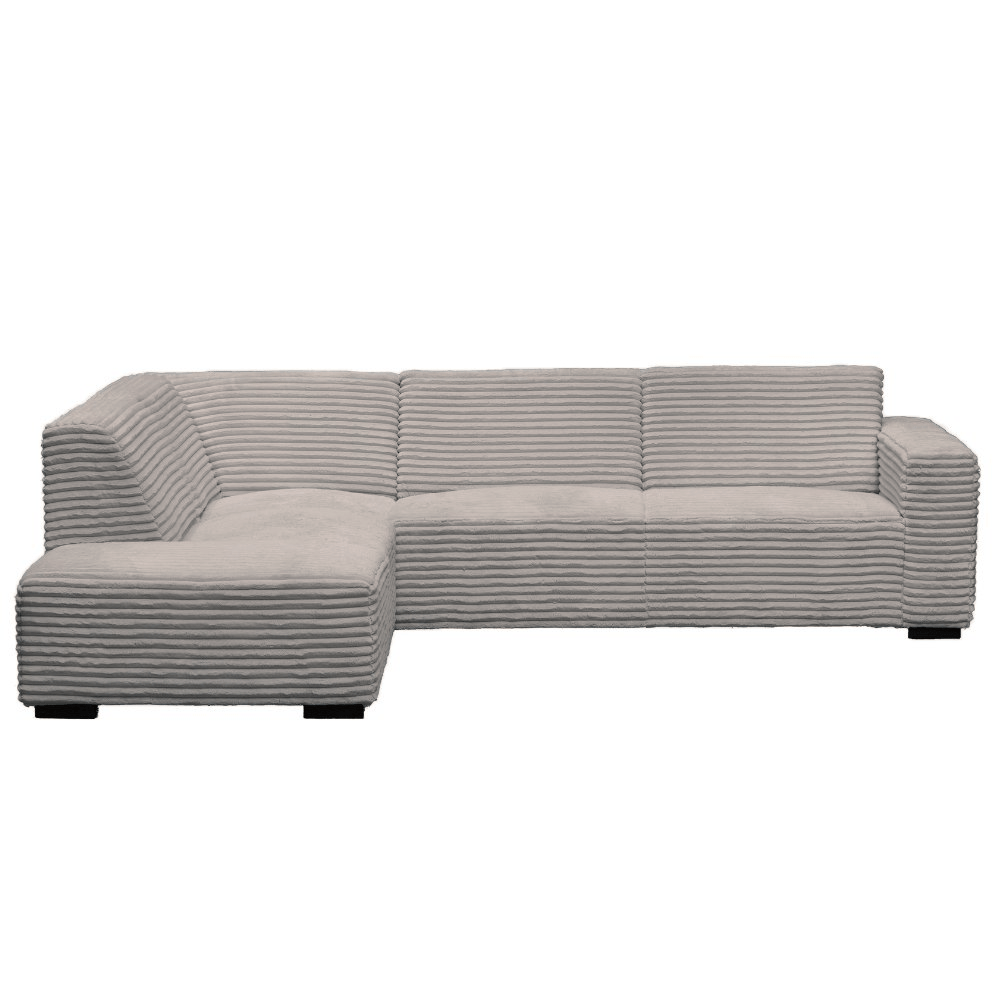 Canapé d’angle Gavi en tissu côtelé ultra doux beige – méridienne à gauche