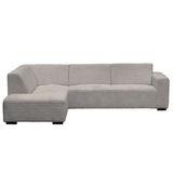 Canapé d’angle Gavi en tissu côtelé ultra doux beige – méridienne à gauche