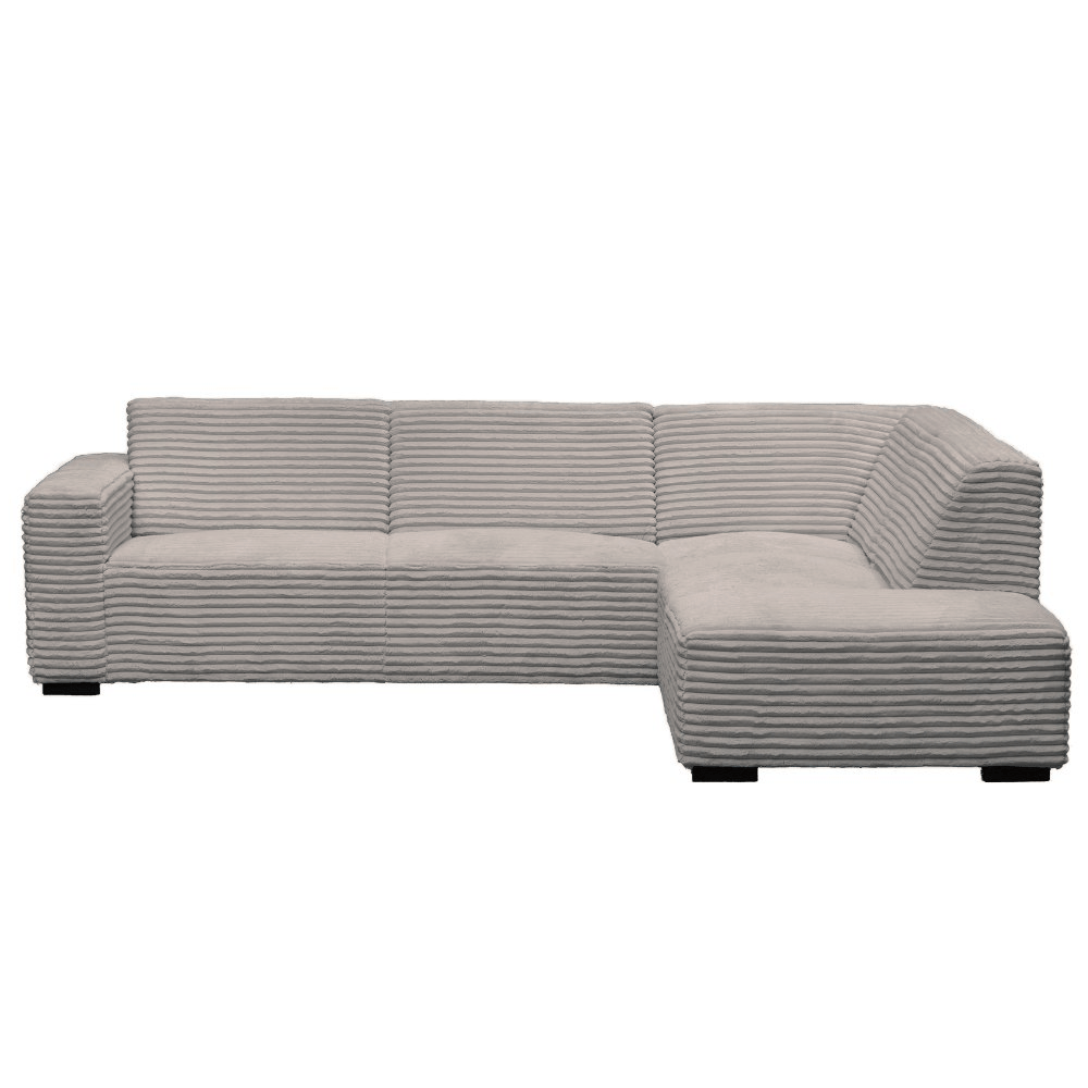 Canapé d’angle Gavi en tissu côtelé ultra doux beige – méridienne à droite