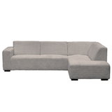 Canapé d’angle Gavi en tissu côtelé ultra doux beige – méridienne à droite