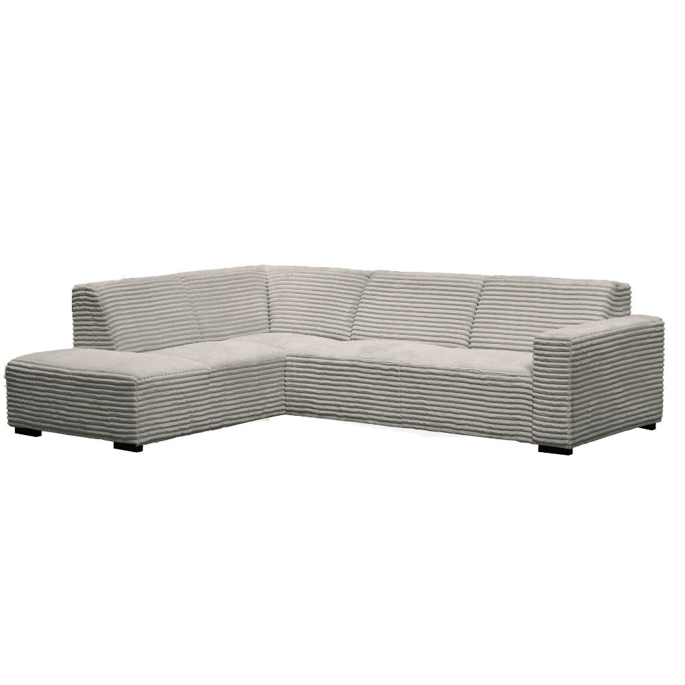 Canapé d’angle Gavi en tissu côtelé ultra doux beige – méridienne à gauche
