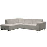 Canapé d’angle Gavi en tissu côtelé ultra doux beige – méridienne à gauche