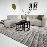 Canapé d’angle Gavi en tissu côtelé ultra doux beige – méridienne à gauche