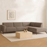 Hoekbank Manon met chaise longue rechts chenille taupe