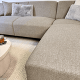 Canapé d'angle Moby Beige avec salon compact et tissu recyclé - Droit 