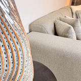 Canapé d'angle Moby Beige avec salon compact et tissu recyclé - Droit 