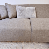 Canapé d'angle Moby Beige avec salon compact et tissu recyclé - Droit 