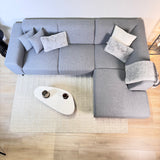 Canapé d'angle Moby bleu gris avec salon compact et tissu recyclé - Droit 