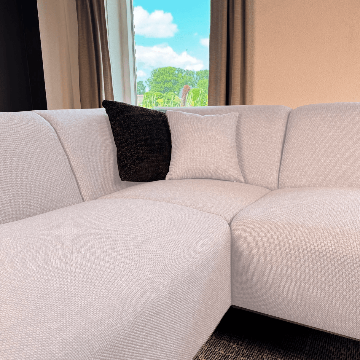 Canapé d'angle Moby Gauche Beige - Chaise Longue + 2,5 places 