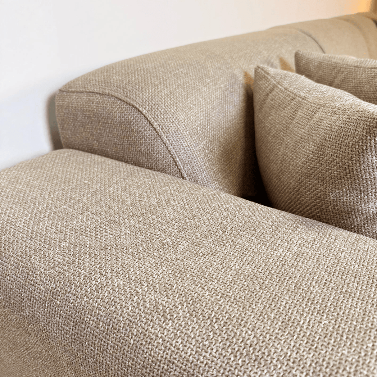 Canapé d'angle Moby Beige avec salon compact et tissu recyclé - Droit 