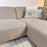 Canapé d'angle Moby Beige avec salon compact et tissu recyclé - Droit 