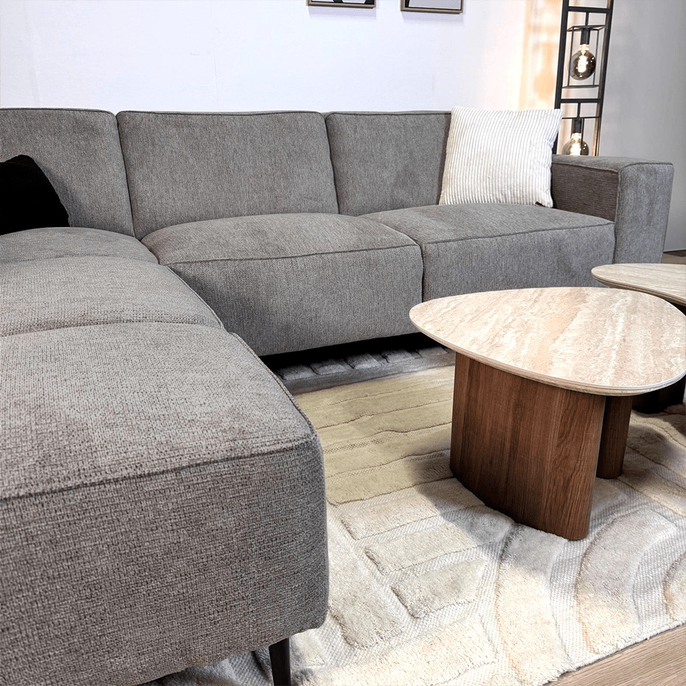 Hoekbank Ravi – Chenille Gemêleerd Taupe – Rechts