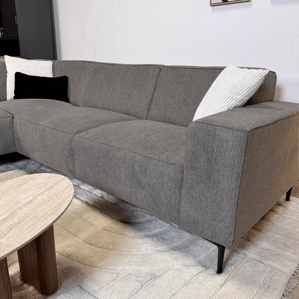 Hoekbank Ravi – Chenille Gemêleerd Taupe – Rechts