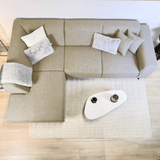 Canapé d'angle Moby Beige avec salon compact et tissu recyclé - Gauche 