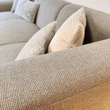 Canapé d'angle Moby Beige avec salon compact et tissu recyclé - Droit 