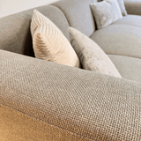 Canapé d'angle Moby Beige avec salon compact et tissu recyclé - Gauche 