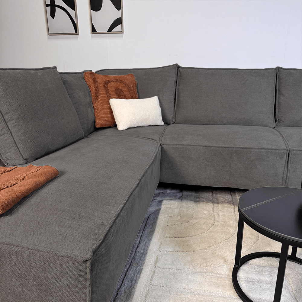 Canapé d'angle Yara avec chaise longue gauche Chenille Gray
