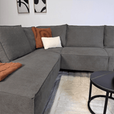 Canapé d'angle Yara avec chaise longue gauche Chenille Gray