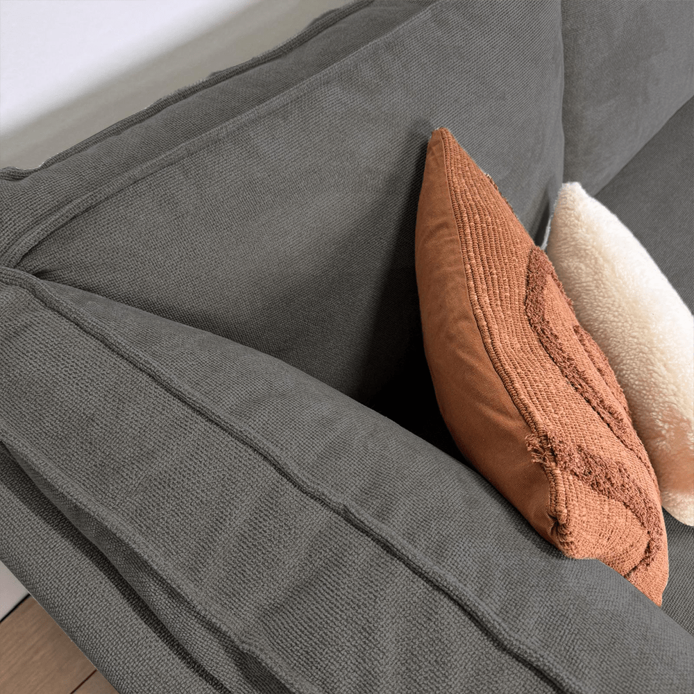 Canapé d'angle Yara avec chaise longue gauche Chenille Gray