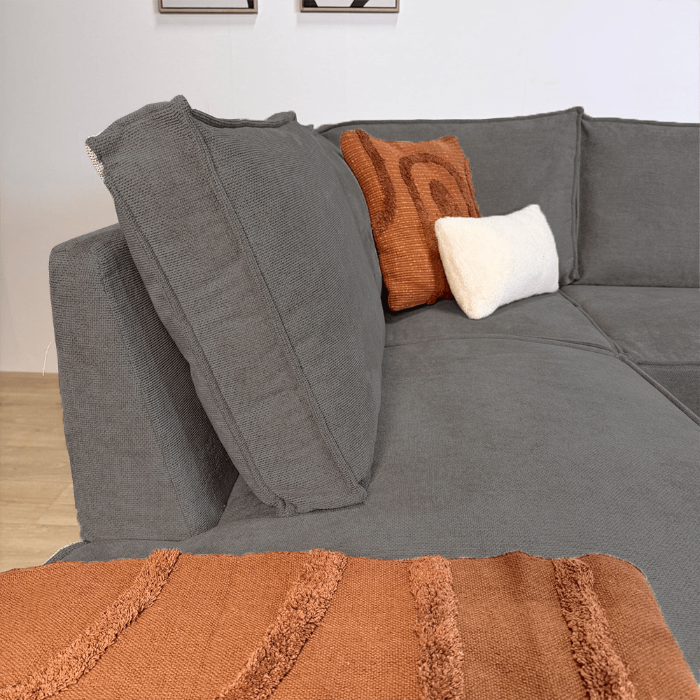 Canapé d'angle Yara avec chaise longue gauche Chenille Gray