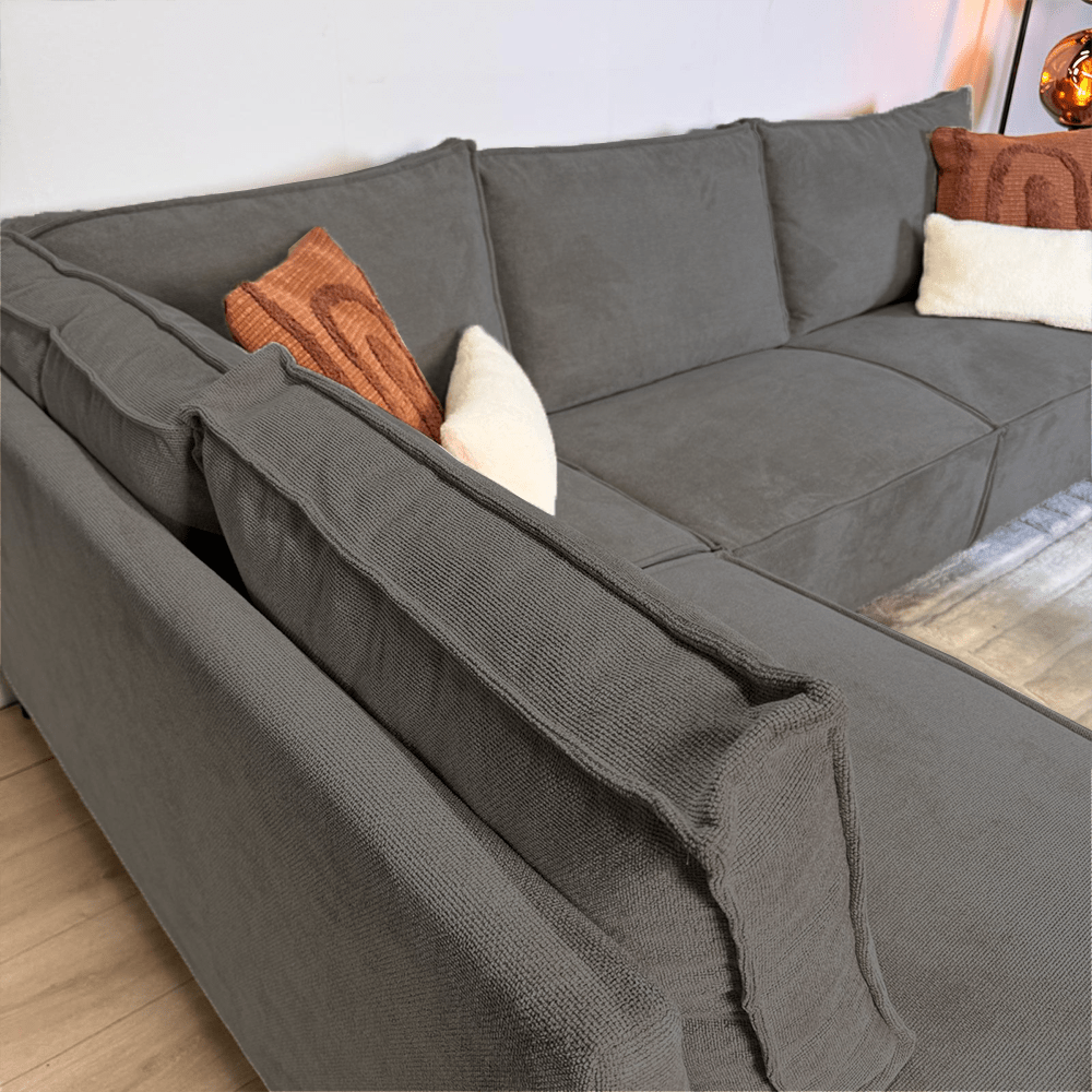 Canapé d'angle Yara avec chaise longue gauche Chenille Gray