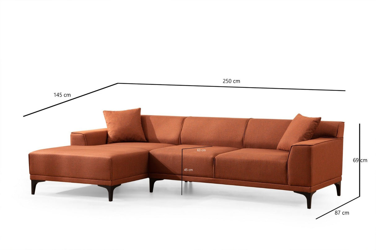 Canapé d'angle Davidson Cognac Gauche - Tissu Microfibre