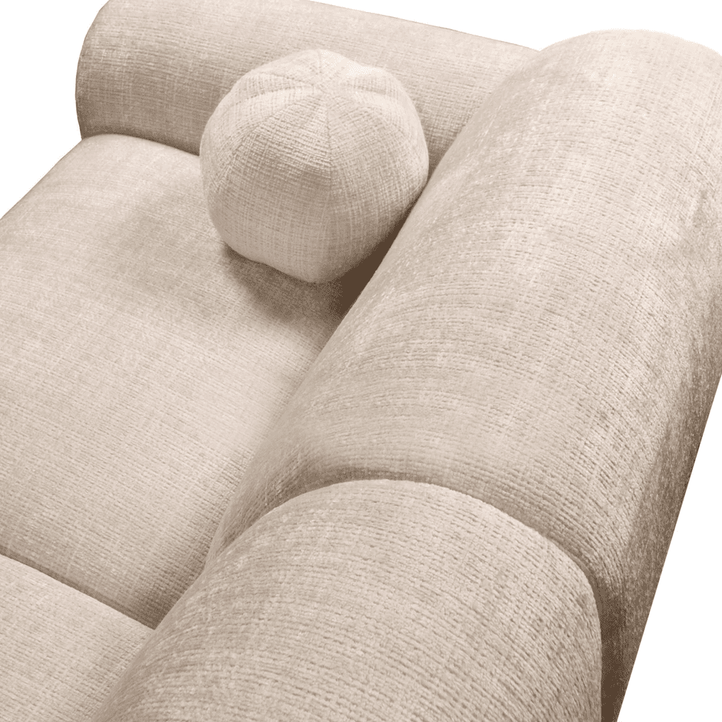 Canapé d'angle en tissu chenille beige Shane - à gauche