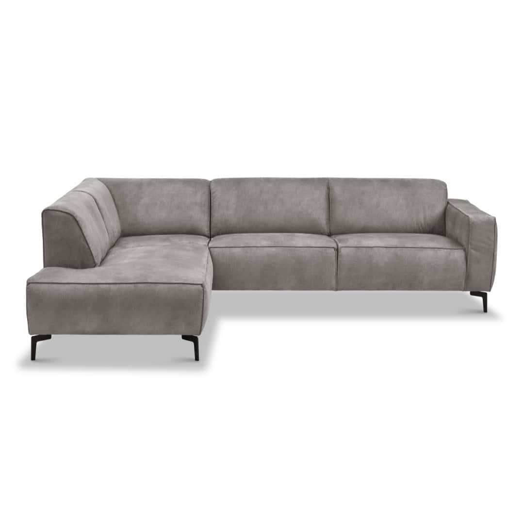 Canapé d'angle industriel Brisbane en éco-cuir anthracite - gauche 