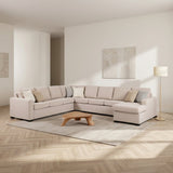 Hoekbank Caleb stof beige sfeerfoto in modern interieur