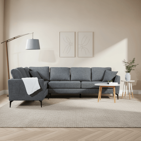 Hoekbank Donker grijs gecapitonneerd Tempo links