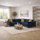 Banken - Hoekbank Kale Velvet marine blauw - vijf persoons - Dimehouse