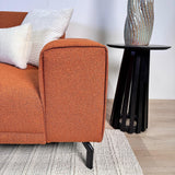 Hoekbank Maël bouclé stof in terracotta kleur - links