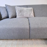 Canapé d'angle Moby bleu gris avec salon compact et tissu recyclé - Droit 