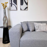 Canapé d'angle Moby bleu gris avec salon compact et tissu recyclé - Droit 