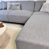 Canapé d'angle Moby bleu gris avec salon compact et tissu recyclé - Droit 