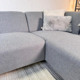 Canapé d'angle Moby bleu gris avec salon compact et tissu recyclé - Droit 