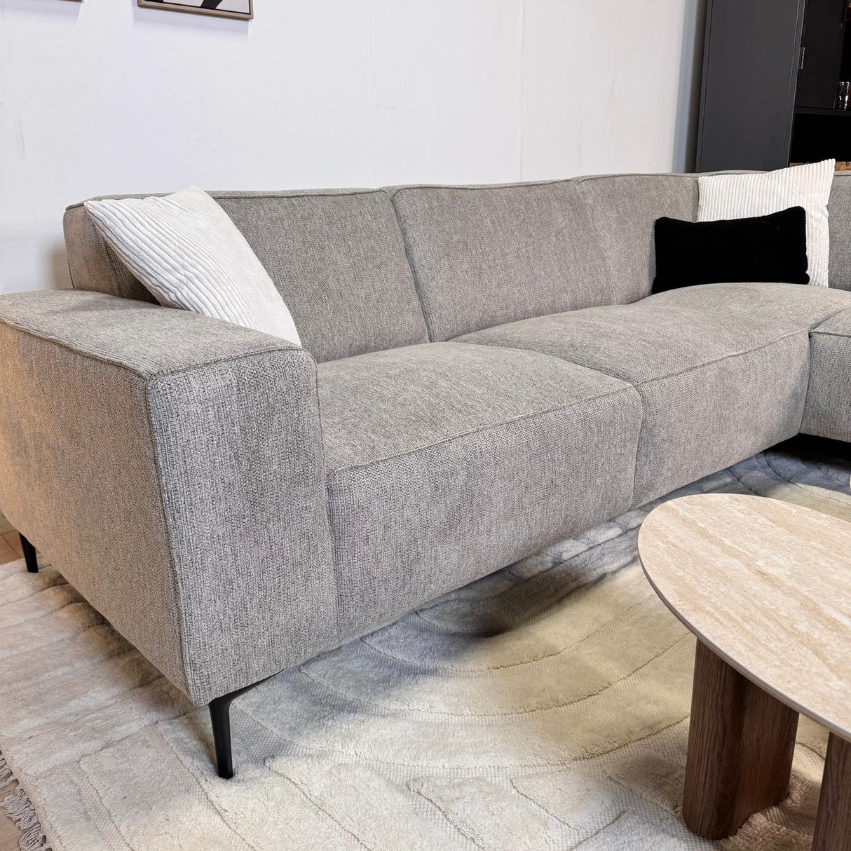Hoekbank Ravi – Chenille Gemêleerd Grijs – Links
