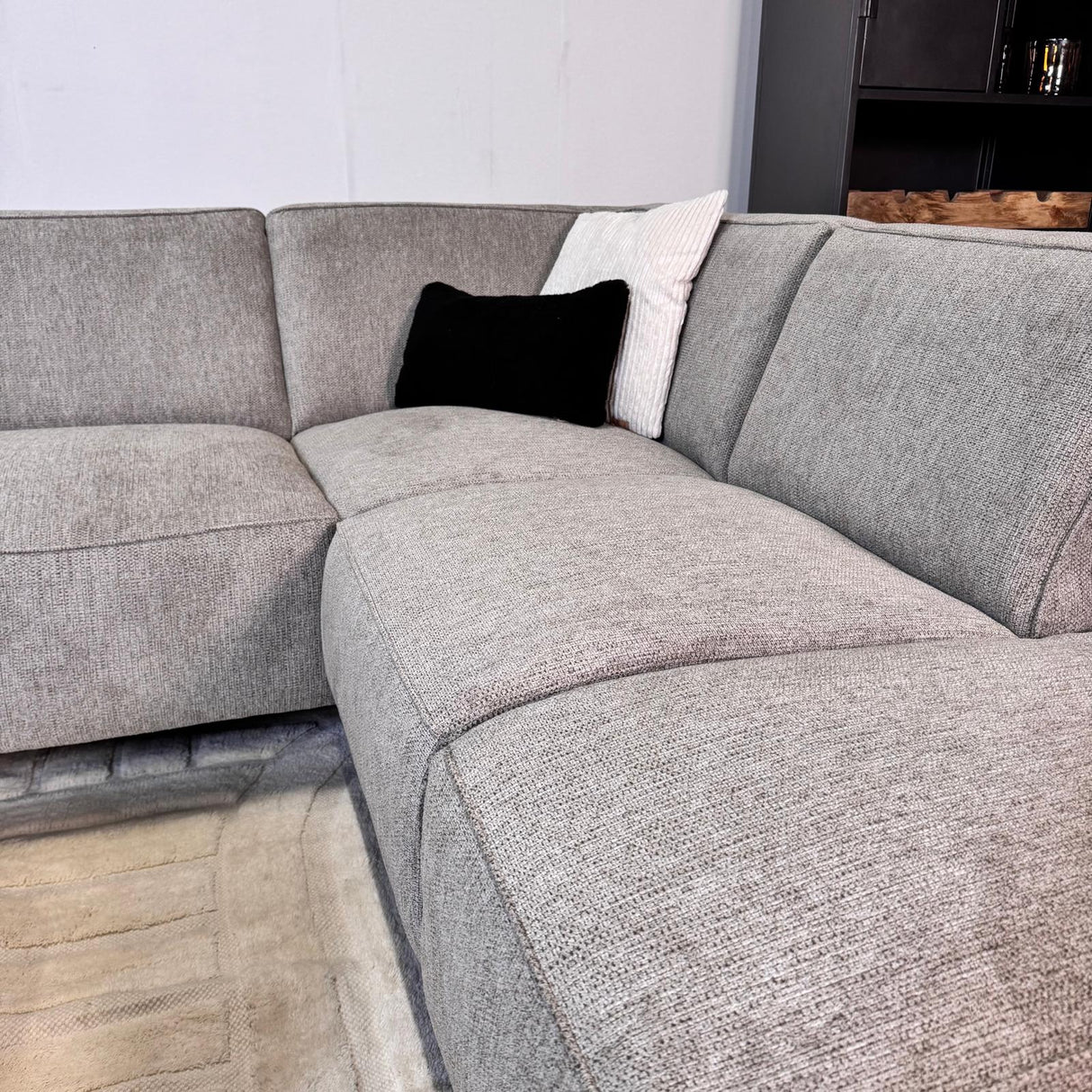 Hoekbank Ravi – Chenille Gemêleerd Grijs – Links