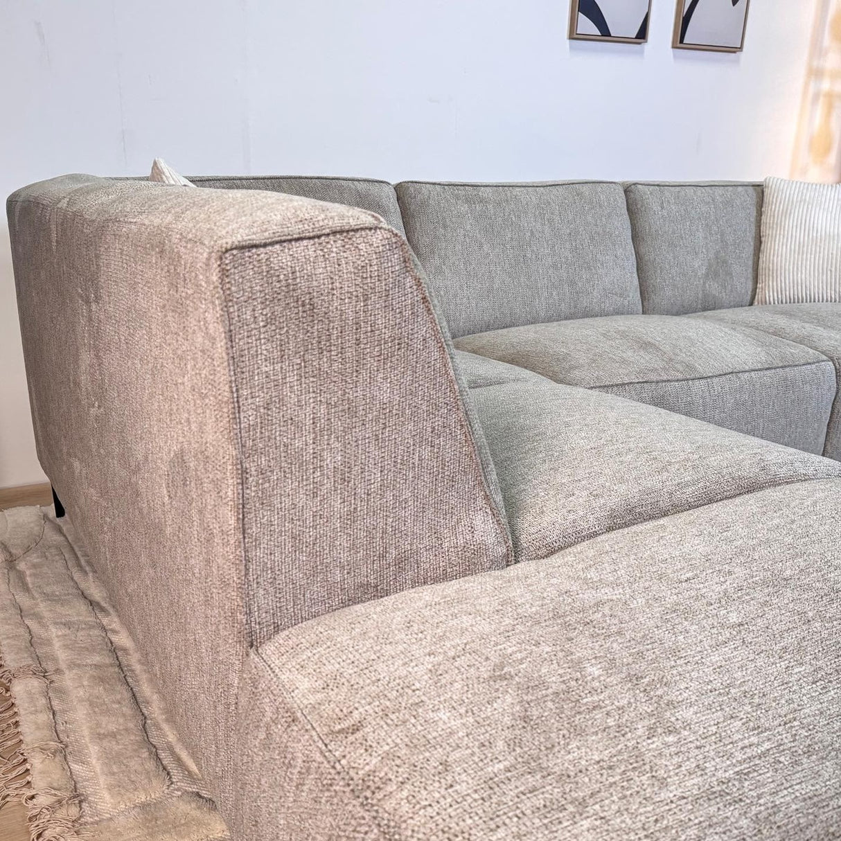 Hoekbank Ravi – Chenille Gemêleerd Grijs – Links
